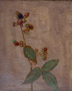 Peinture à l'huile sur toile « Blackberries » du 21e siècle représentant une nature morte, par Carolyn Sergeant