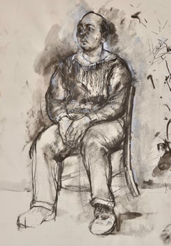 Seated Man - 20th Century British figure drawing by Carolyn Sergeant