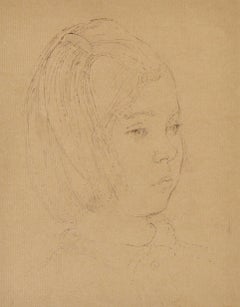 Young Girl - 20th Century British Portrait drawing by John Sergeant