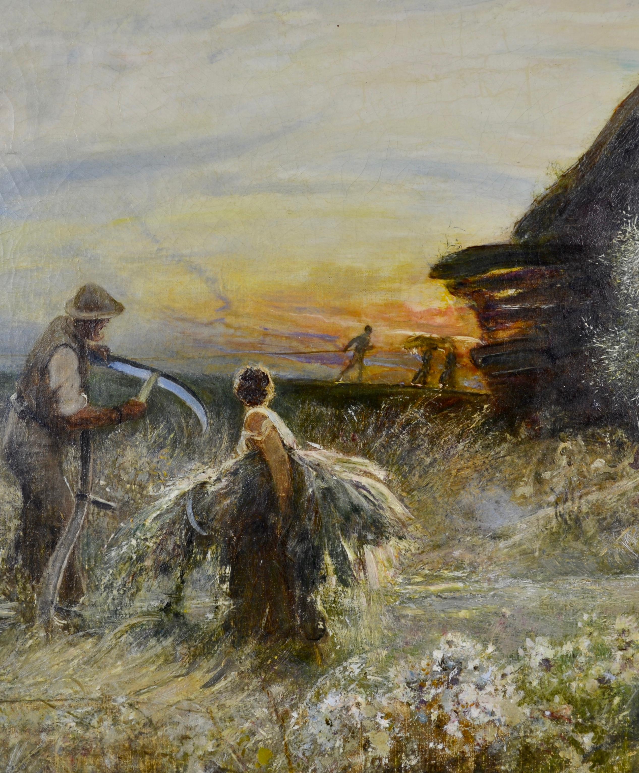 Fenland Reed Cutters – viktorianisches Idyllist-Landschaftsgemälde von Walker Macbeth (Realismus), Painting, von Robert Walker Macbeth, RA
