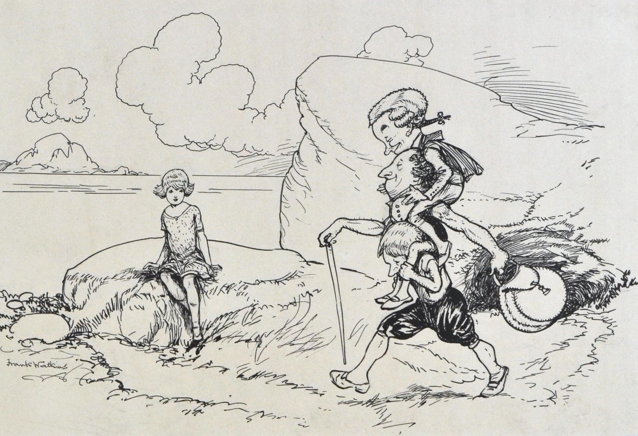 The Travellers - 1920s British Children's book illustration by Frank Watkins