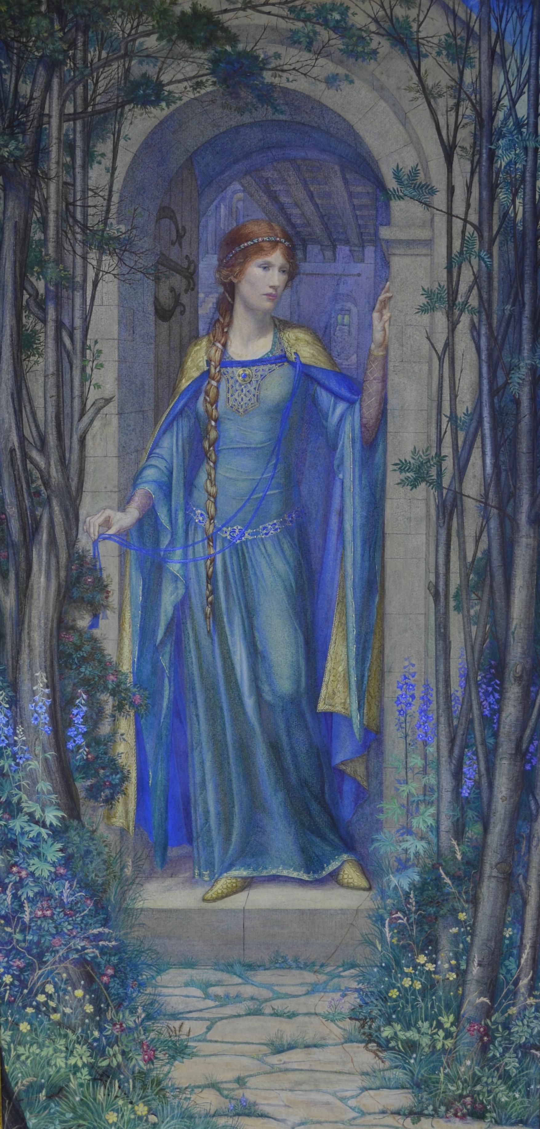 Kate Eadie, RMS Figurative Art - Fair Rosamond - Pre-Raphaelite watercolour by British Female Artist Kate Eadie