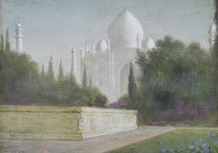 The Taj - Pre-Raphaelite landscape gouache by Edward Clifford