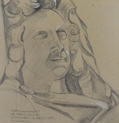 Monument to Denzil Holles, Dorchester - 1950s drawing by British Artist