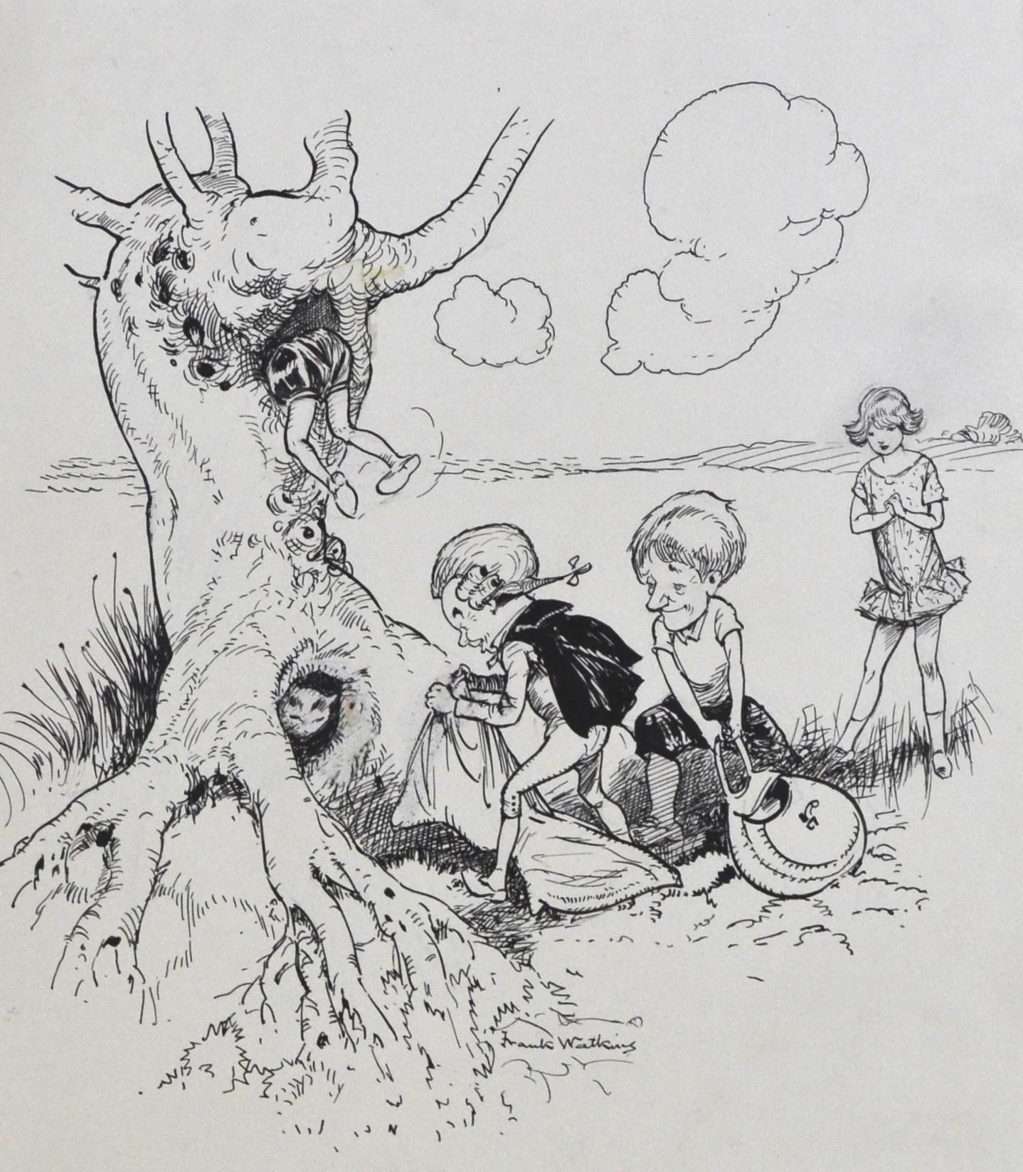 Frank Watkins Original 1920s British Pen and ink Children's book Illustration by Frank Watkins