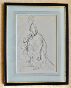 Showing an Ankle - 19th Century French drawing of a Fashionable Lady