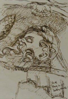 Study for a Fallen Statue, Aston Hall, 20th Century British drawing by Hickman