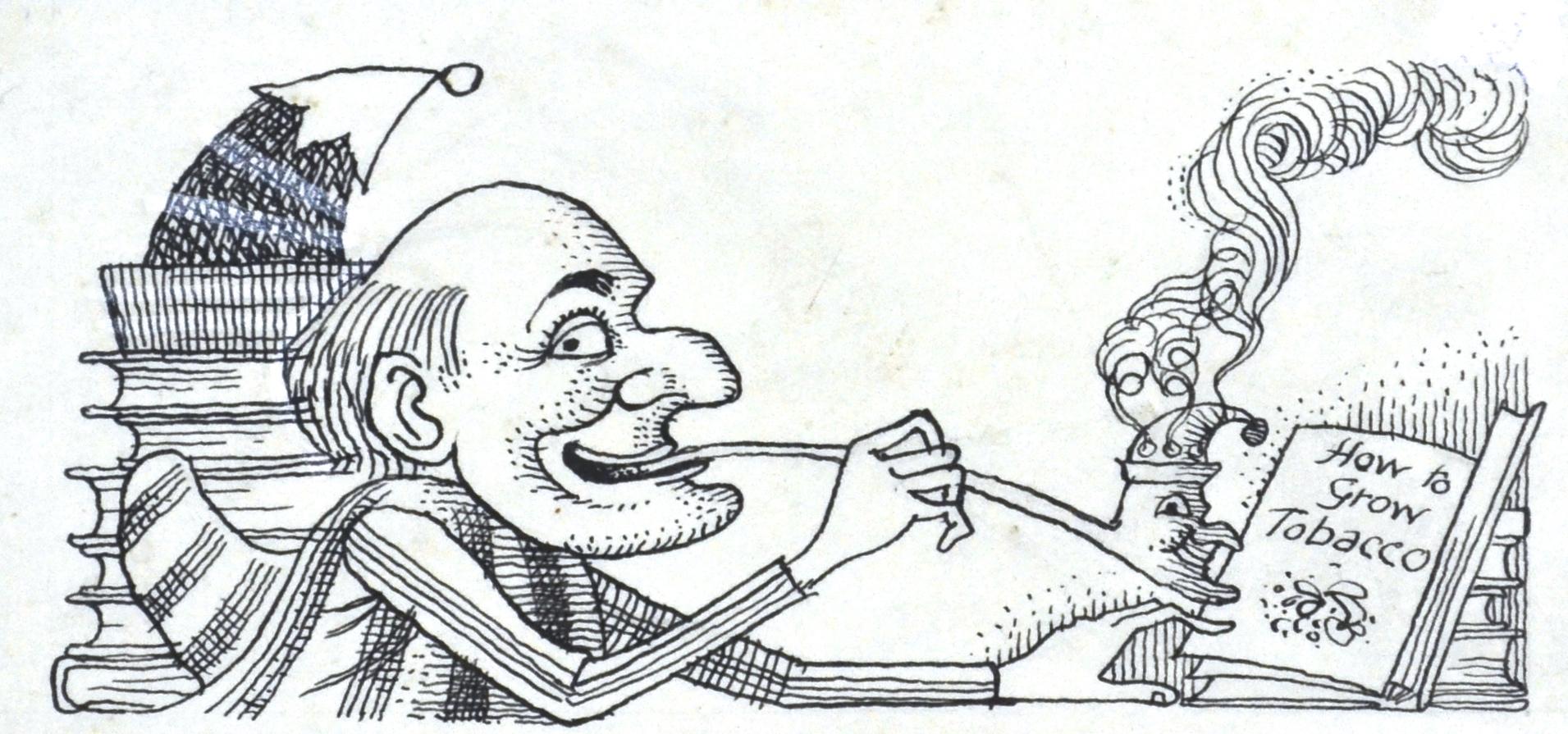 Mr Punch - How to Grow Tobacco - Original ink 20th Century British illustration