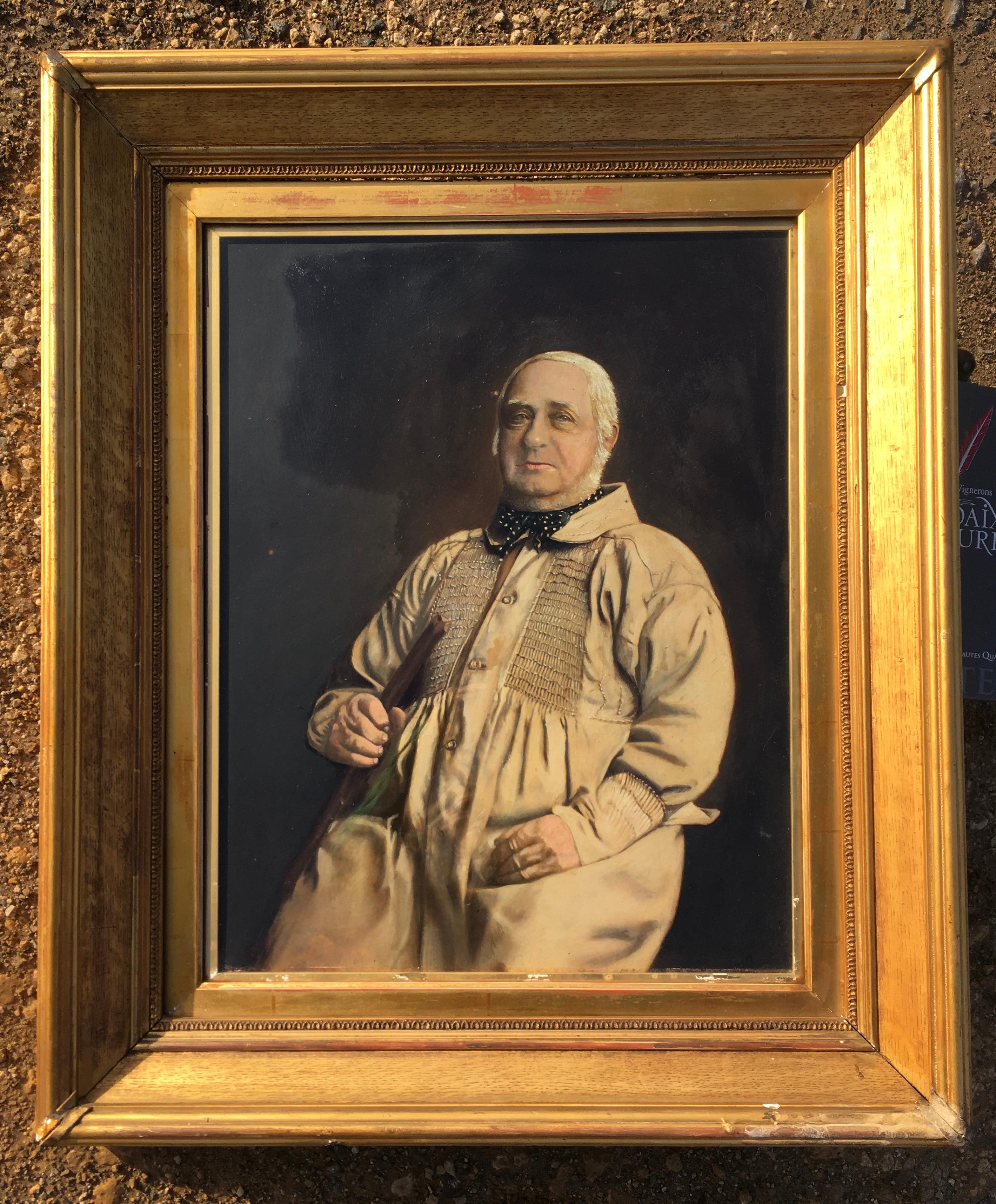 Portrait-Ölgemälde über einem fotografischen Sockel von Farmer, 19. Jahrhundert – Painting von British School