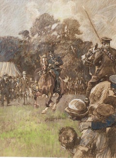 Tent-Pegging - Early 20th Century British Sporting Drawing by Gilbert Holiday
