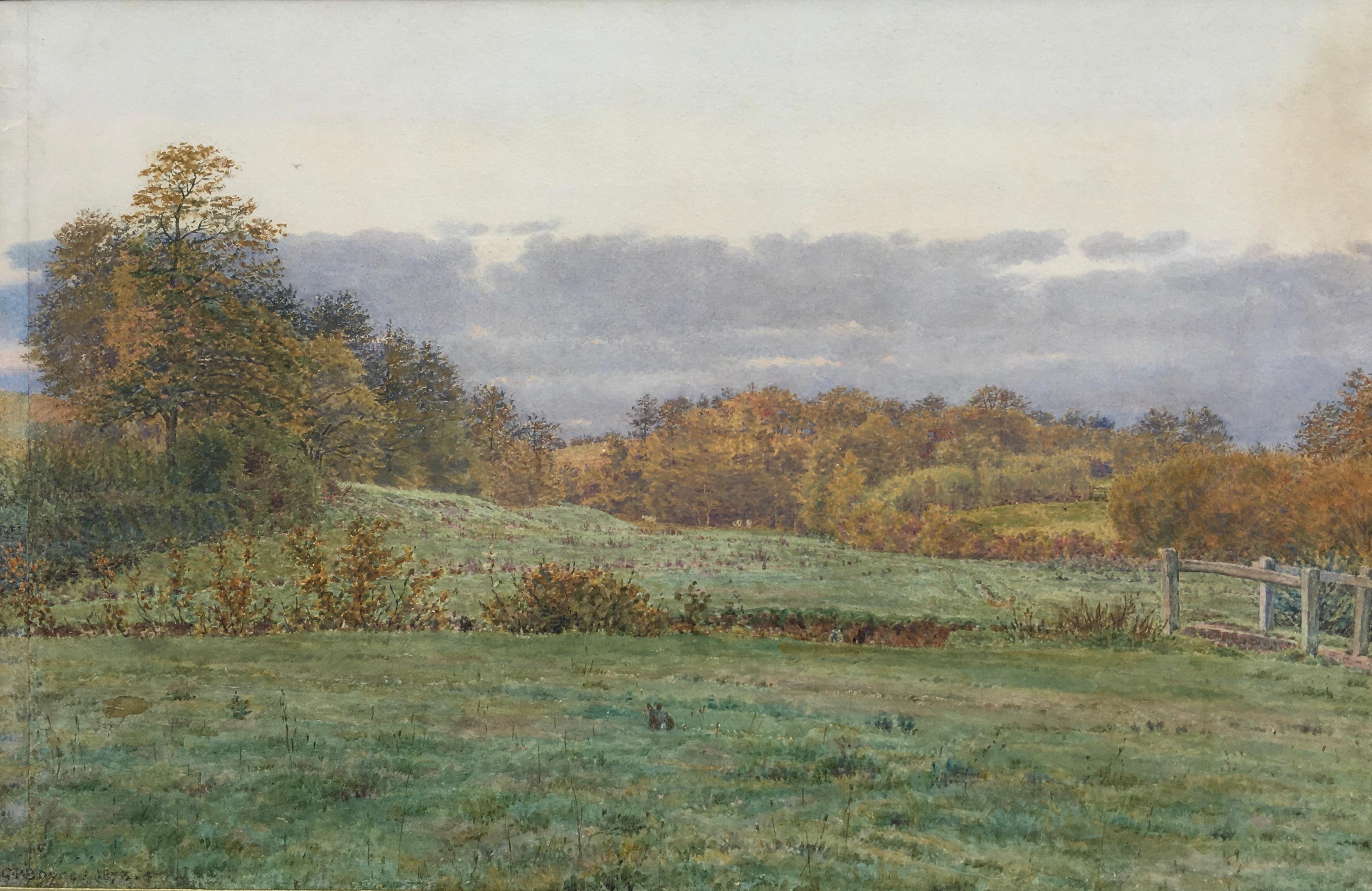 A Little Wooded Valley in Surrey - Pre-Raphaelite landscape by G P Boyce