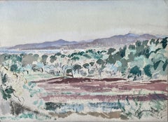 At Valescure - 1930s British Impressionist watercolour by Albert Rutherston