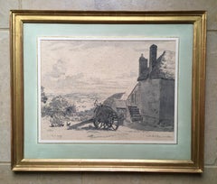 Giant's Head Farm, Cerne Abbas - 1930s British drawing by Randolph Schwabe