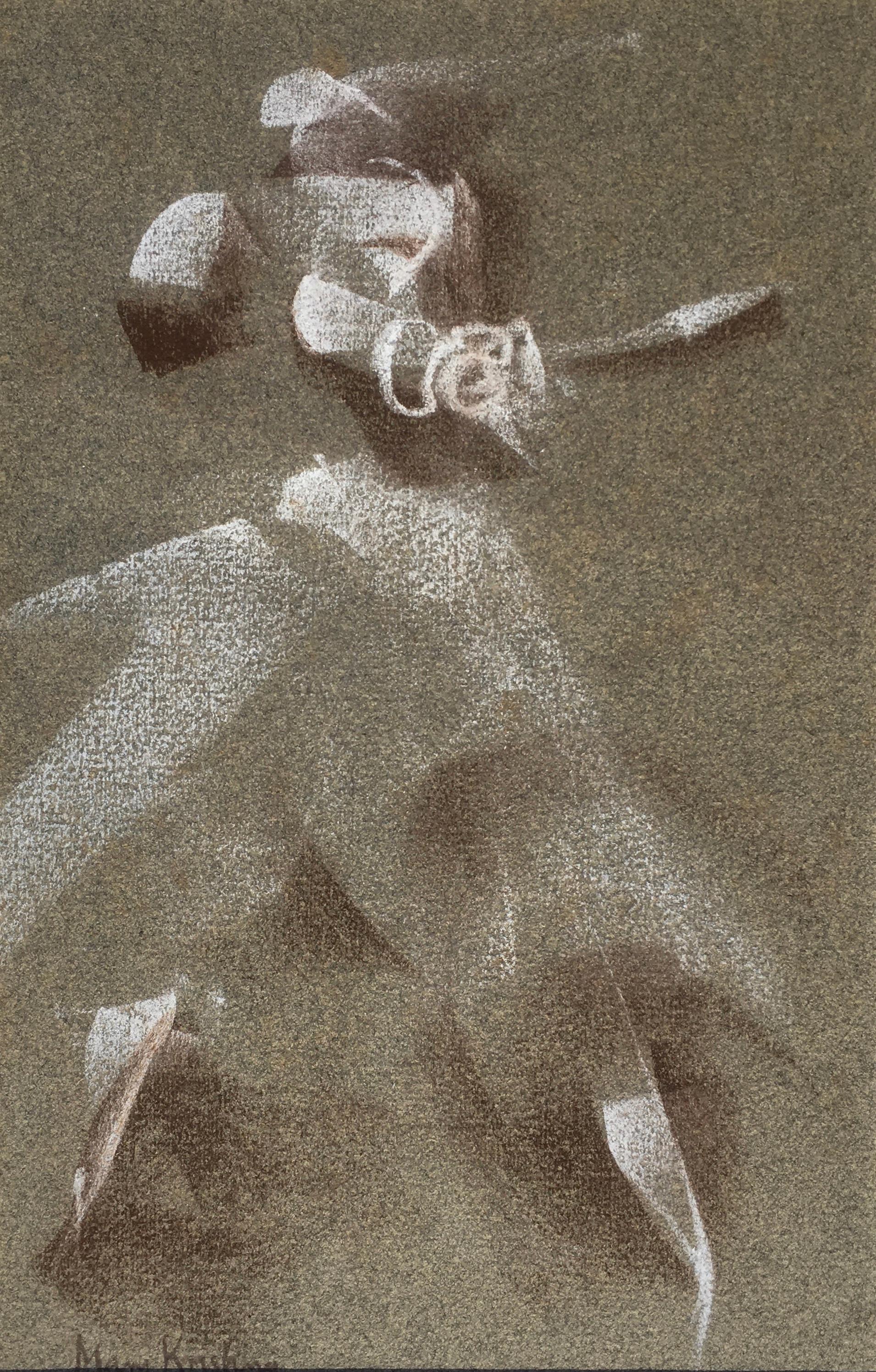 Dancer - 20th Century British/Indian abstract drawing by Mary Krishna