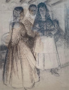 Andare a messa, Spagna - Disegno britannico del XX secolo di Robert Sargent Austin