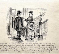 Antique The Careful Wife - 19th Century British pen and ink illustration
