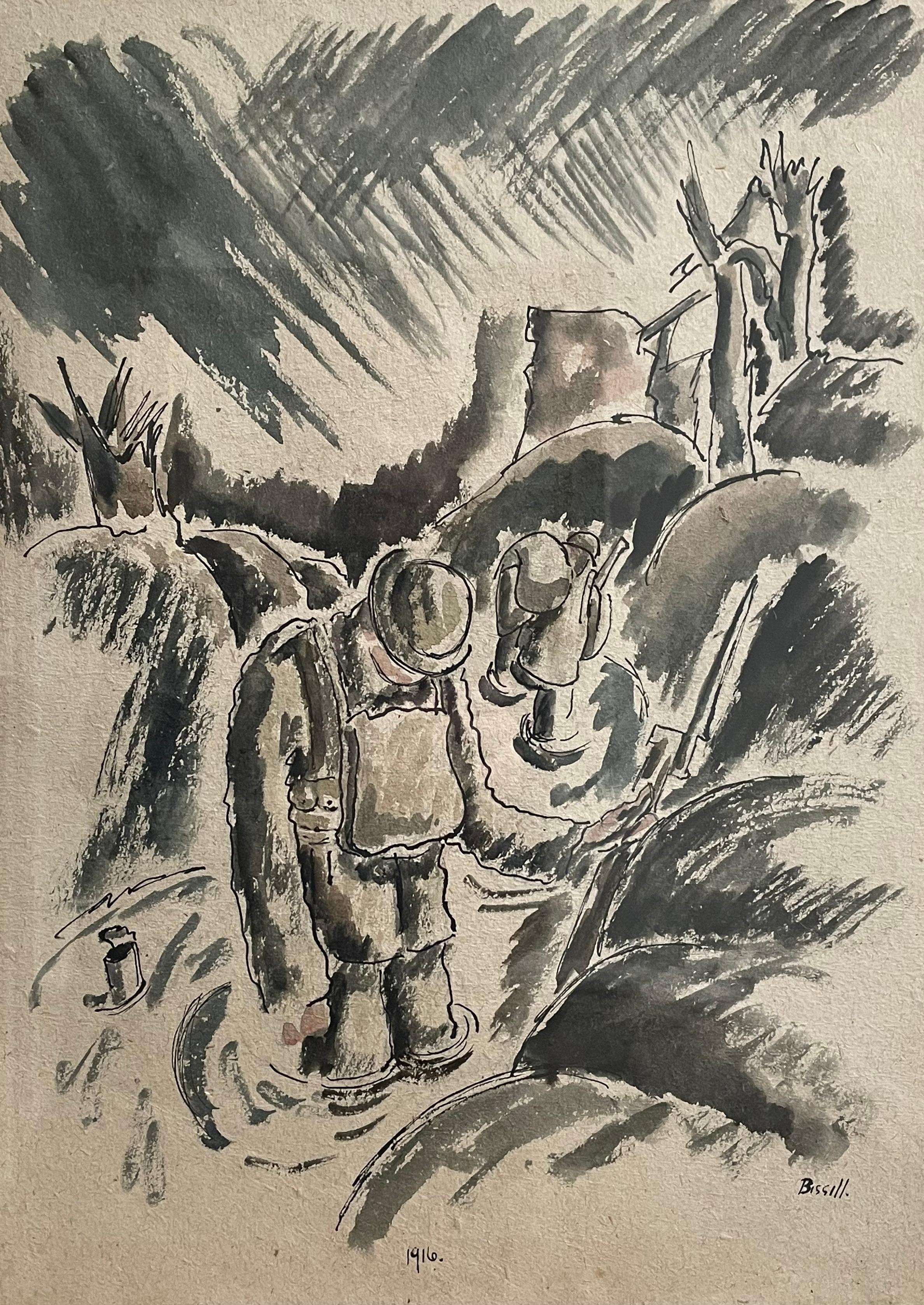 World War I British watercolour by George Bissill