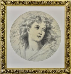 Dessin de conception en craie pour une plaque de Minton par Herbert Wilson Foster