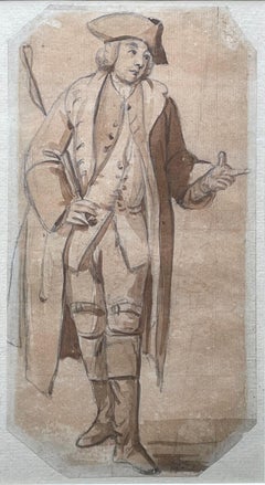 A Coachman - dessin à l'aquarelle d'une figure britannique du 18e siècle par Paul Sandby