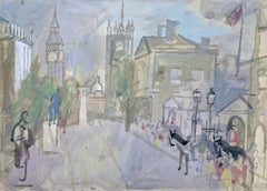 Vintage Horse Guards - 20th Century British watercolour of London by Austin Taylor