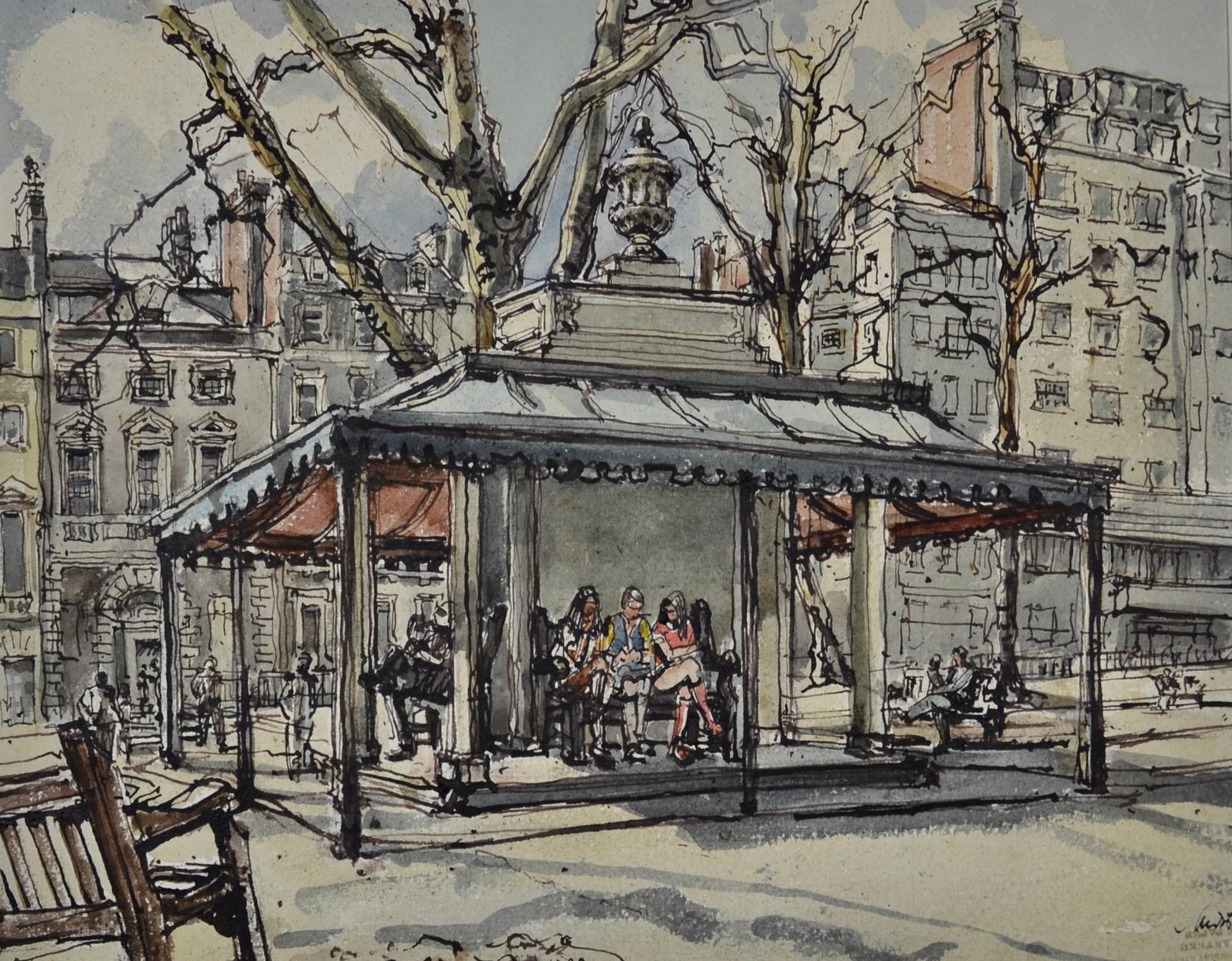 Marianne von Werther Landscape Art - Berkeley Square, London - 20th Century British watercolour by M von Werther