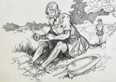 Original 1920s British Pen and ink Children's book Illustration by Frank Watkins