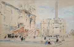 William Walcot - 20th Century British watercolour of top of Spanish Steps, Rome