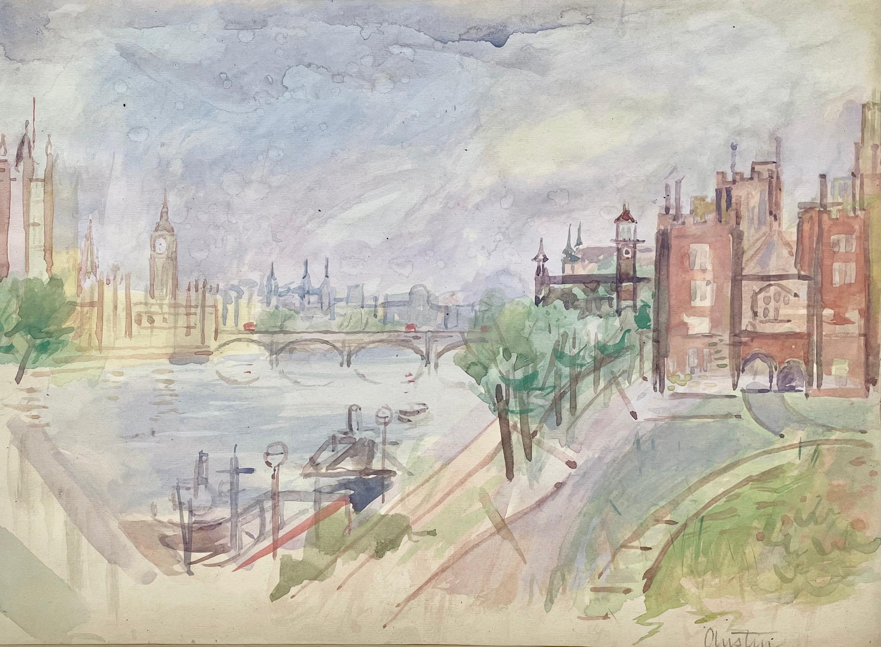 Austin Taylor - Lambeth Palace and Parliament - British watercolour
