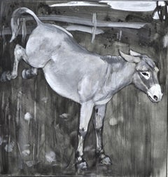 A Pair of Watercolour Illustrations of a Donkey and Cow by Carton Moore Park