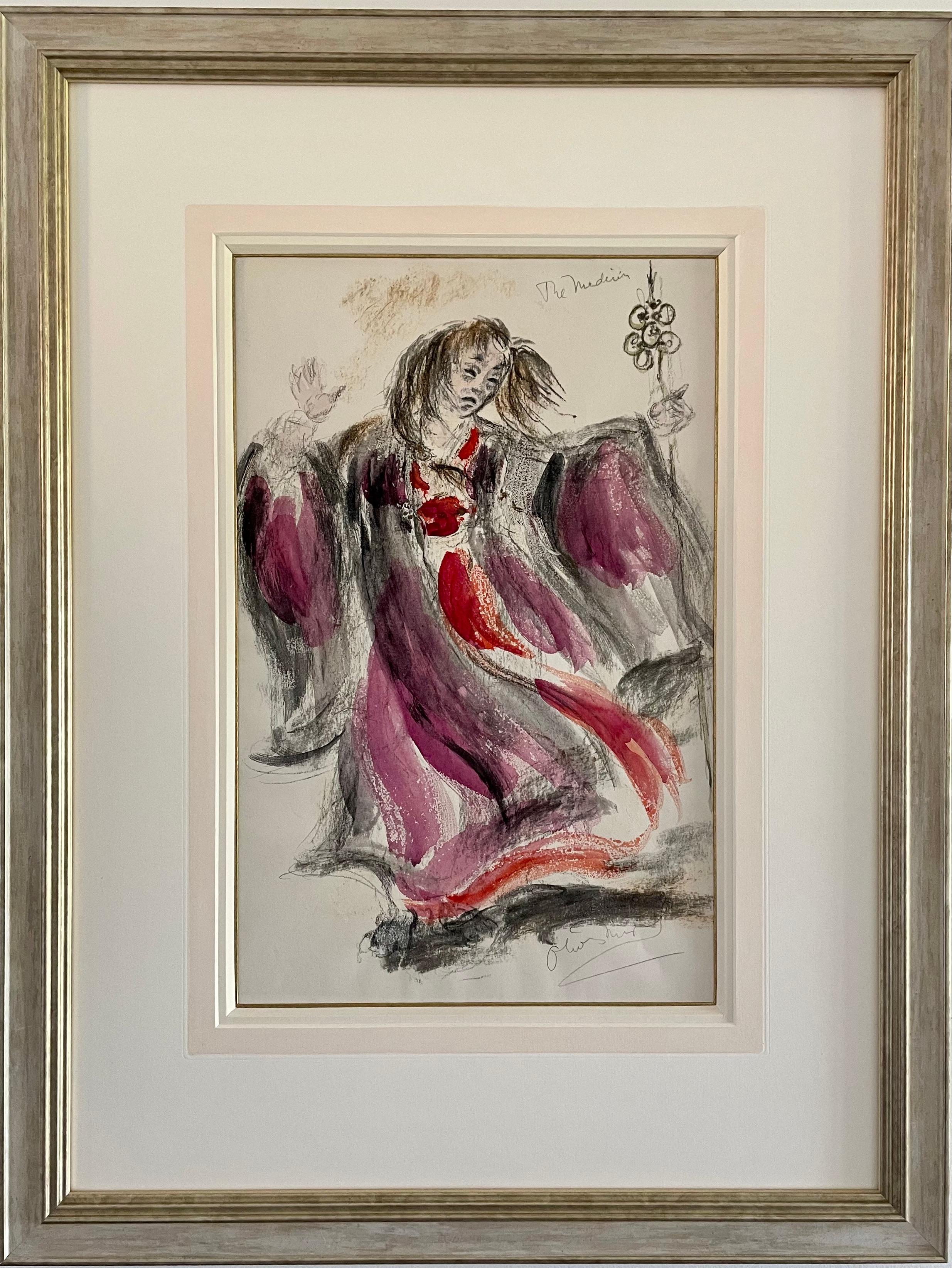 OLIVER MESSEL
(1904-1978)

The Medium – Costume Design for Peter Glenville’s Rashomon, Performed at the Music Box, New York, 1959

Signed l.r.:  Oliver Messel and inscribed u.r.: The Medium
Watercolour and chalks over traces of pencil
Framed

36 by