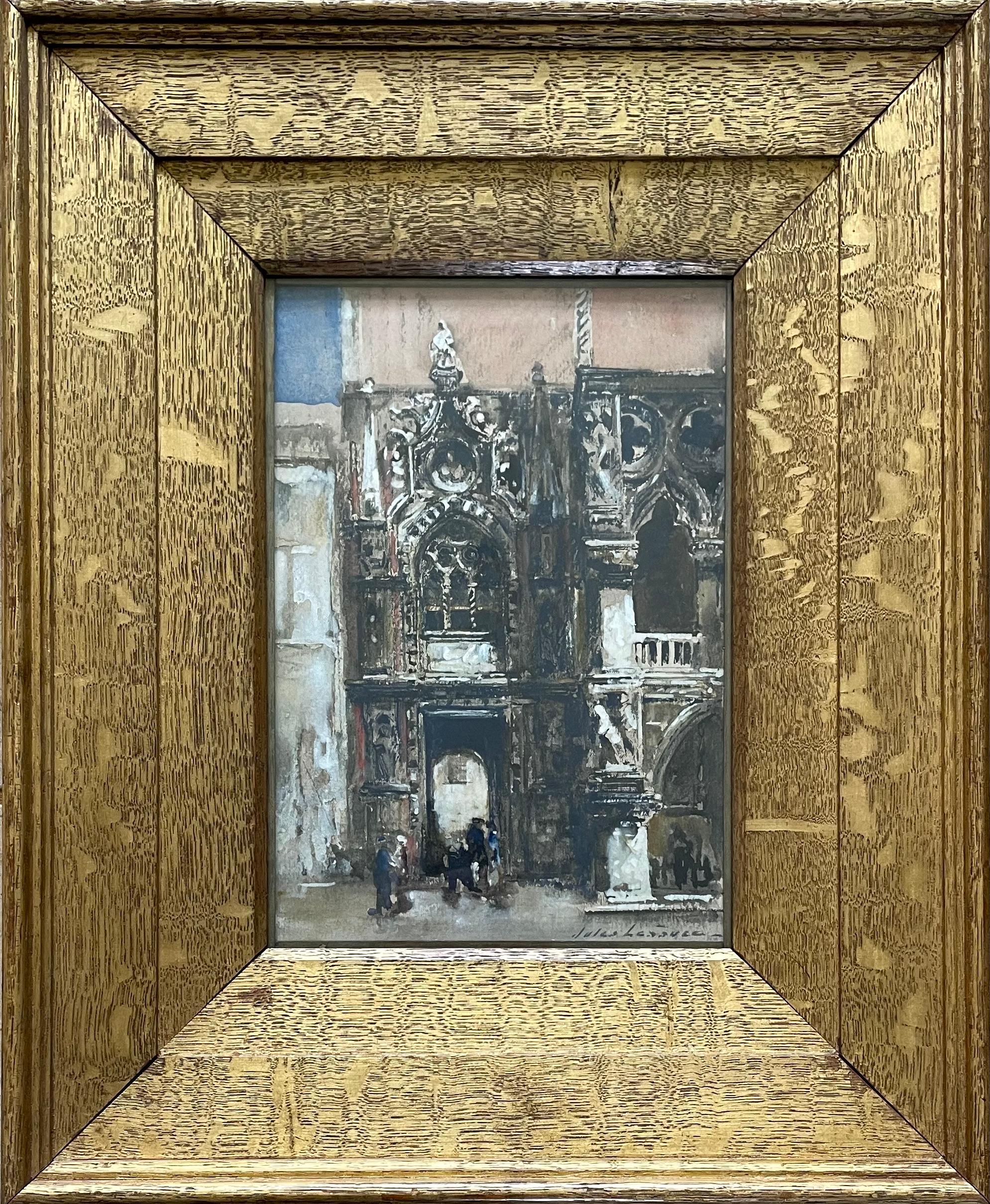 Jules Lessore - Aquarelle du XIXe siècle du Palais Ducal, Venise