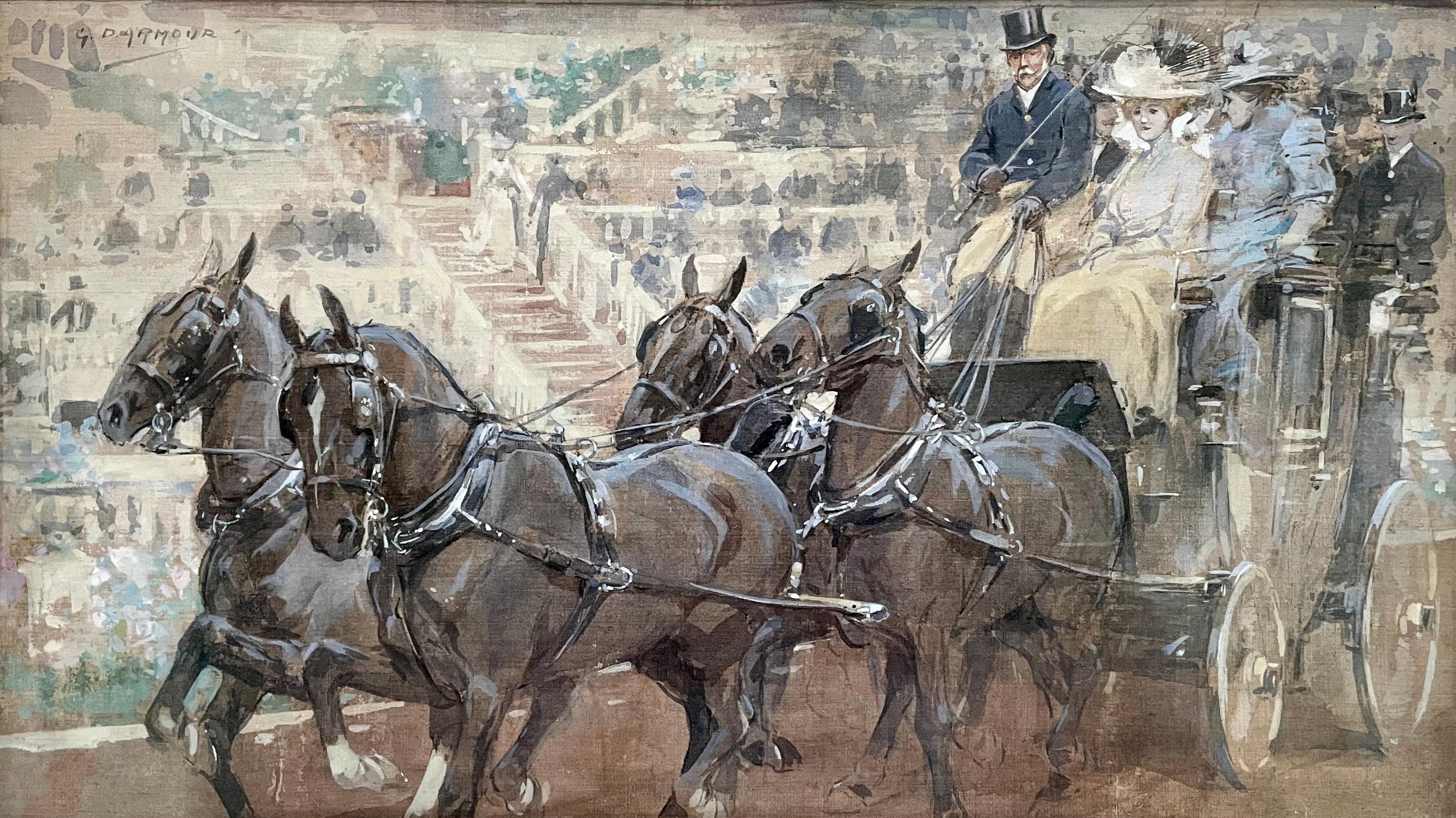 Modern Coaching, Early 20th Century British Equestrian watercolour by G D Armour