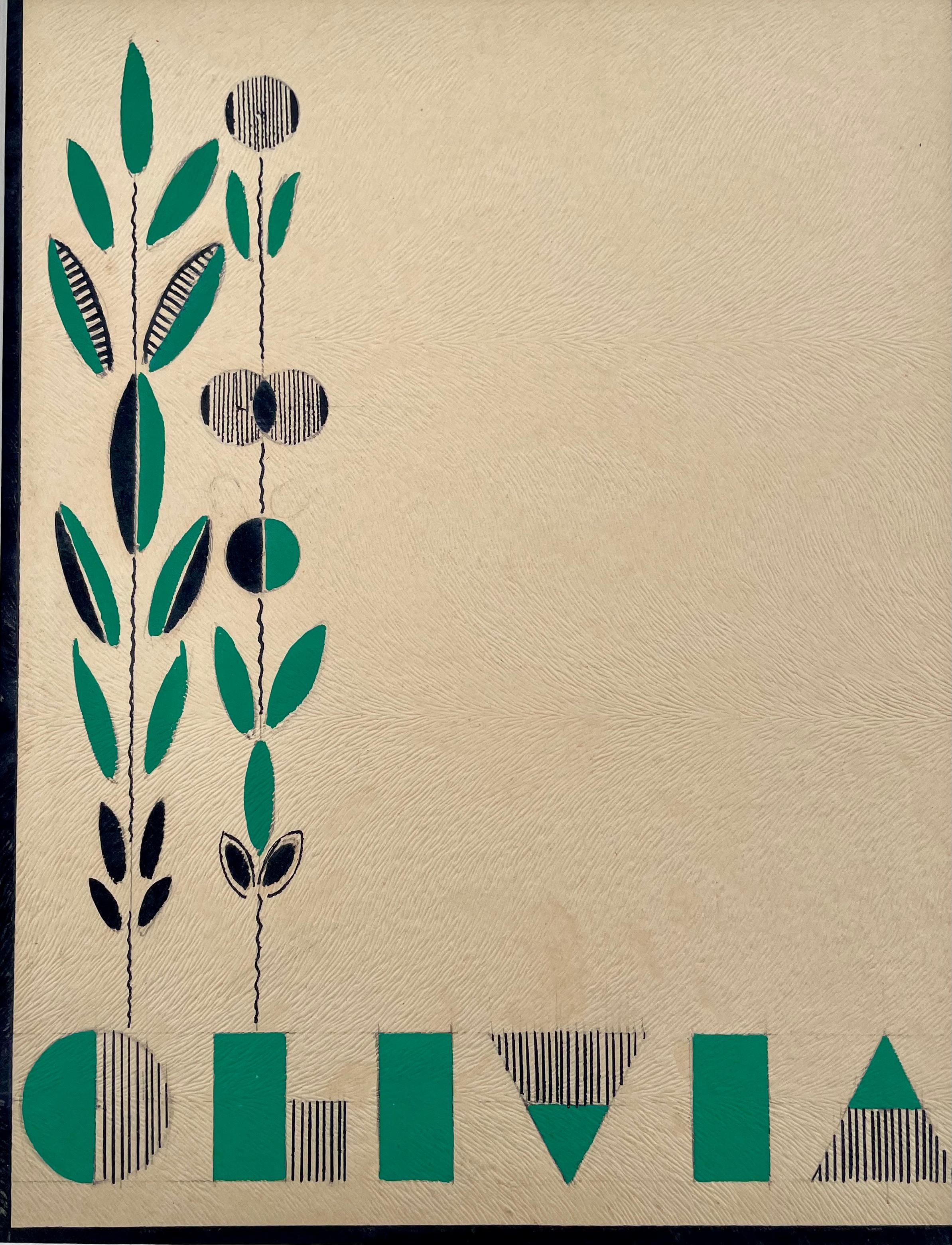 Olivia - Design grafico Art Deco britannico degli anni '30 per carta di Marie Smith