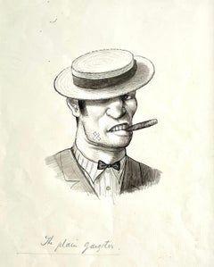 Antique The Plain Gangster - Early 20th Century British Illustration by Rex Whistler
