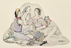 Catharine Carrington - 20th Century British watercolour of Lovers