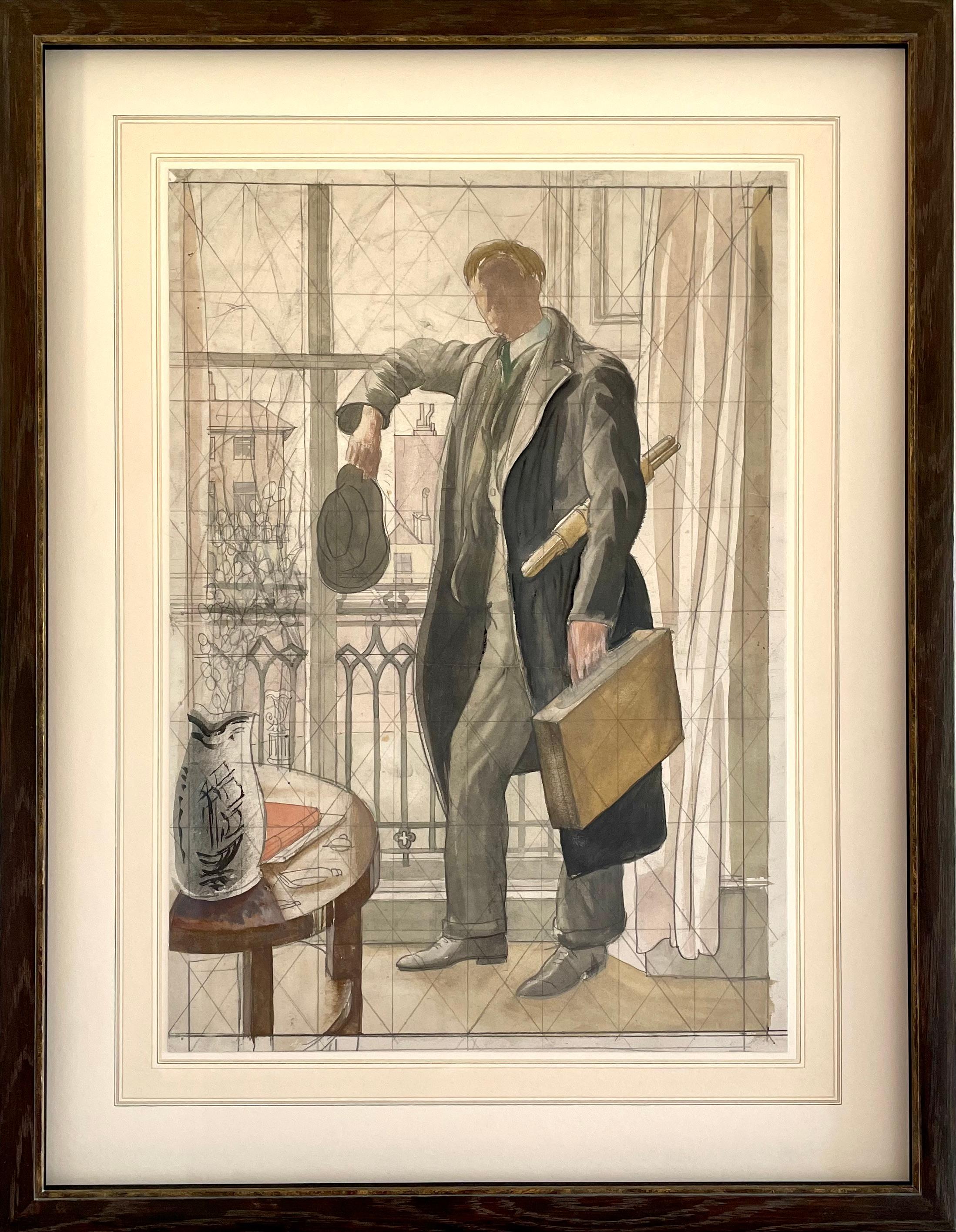 Mary Adshead - 20th Century British watercolour portrait of Stephen Bone