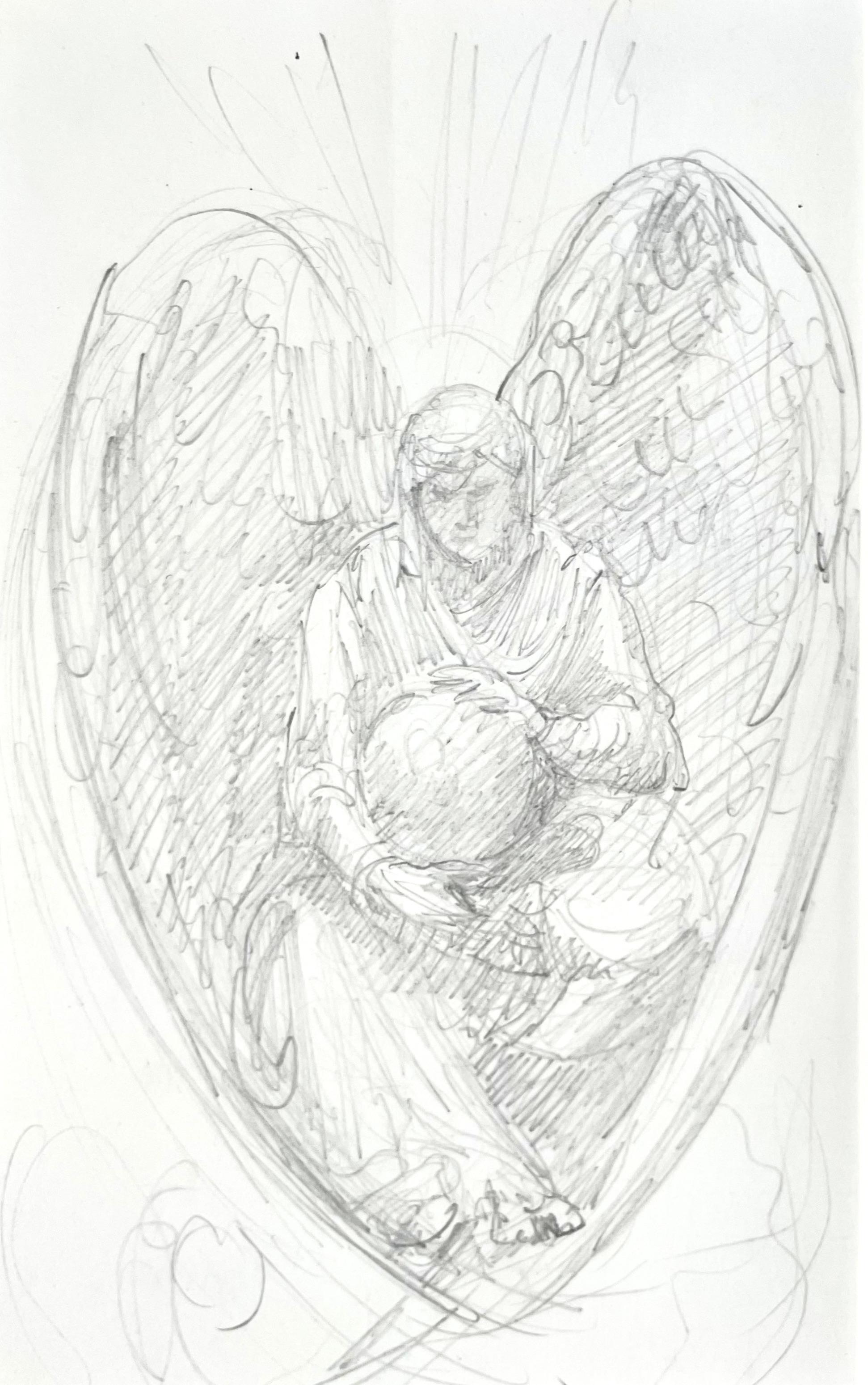 Sir William Blake Richmond - An Angel - 19th Century British Drawing