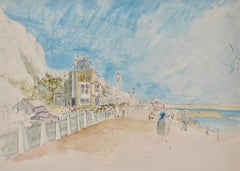 Vintage Dover Promenade - 20th Century British Landscape Watercolour by John Sergeant