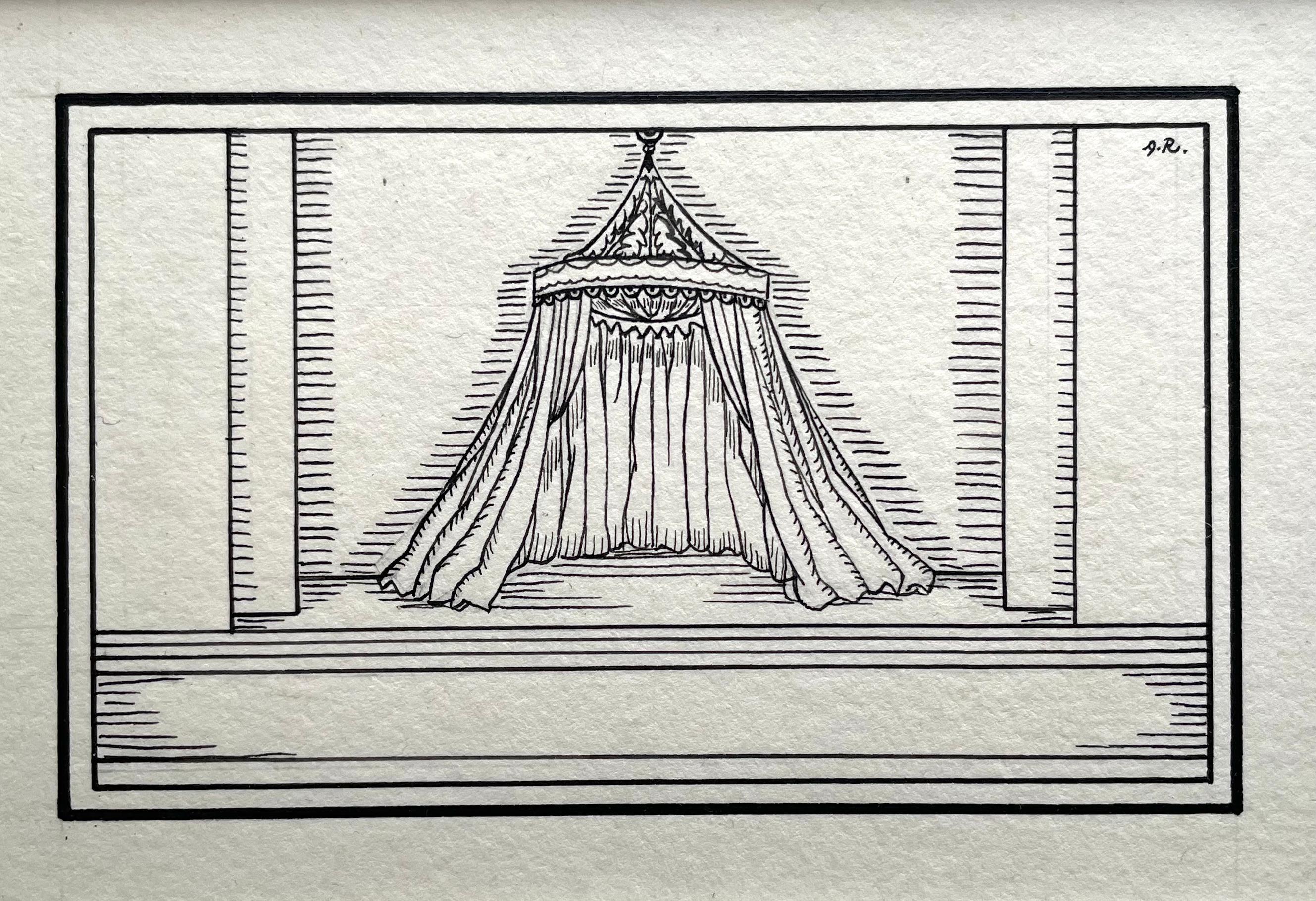 Albert Rutherston - Tent - Pen and ink illustration for Cymbeline, British 1920s