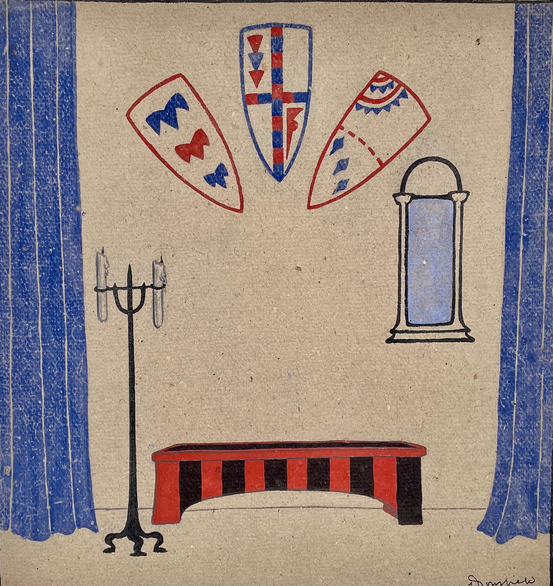 John Dronsfield – britisches Theaterset-Design der 1930er Jahre – Aquarell