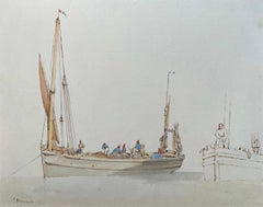 Edward Duncan - Early 19th Century British watercolour drawing of a French Boat