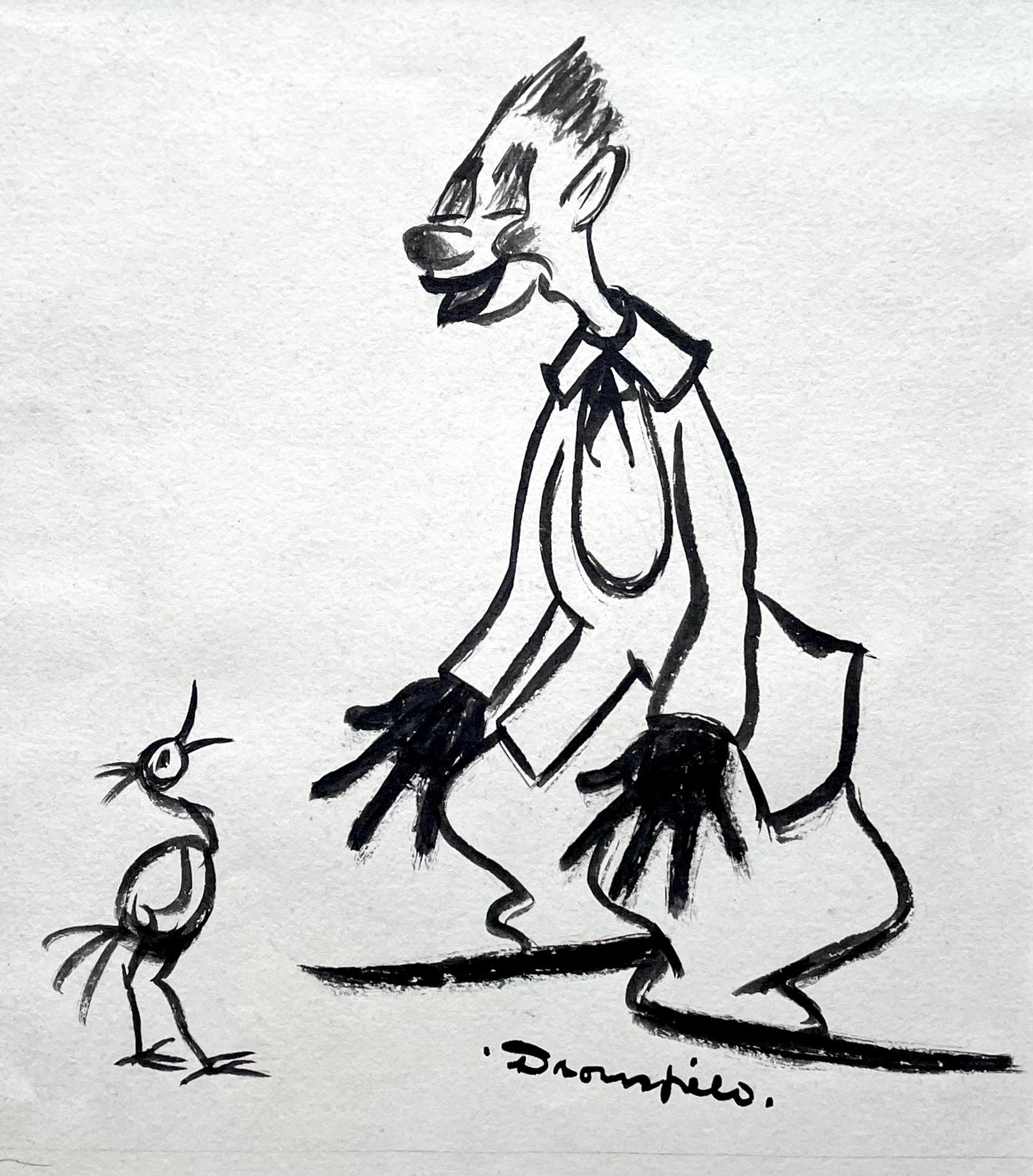 JOHN DRONSFIELD
(1900-1951)

Clown et oiseau

Signé
Encre noire
Non encadré, uniquement sur support

18 par 16 cm, 7 par 6 ¼ in.
(format de montage 32 x 29 cm, 12 ½  par 11 ½ in.)

John Marsden Dronsfield est né dans le Lancashire.  Il a étudié