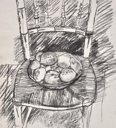 John Sergeant - Still Life of Fruit on a Chair - Modern British drawing