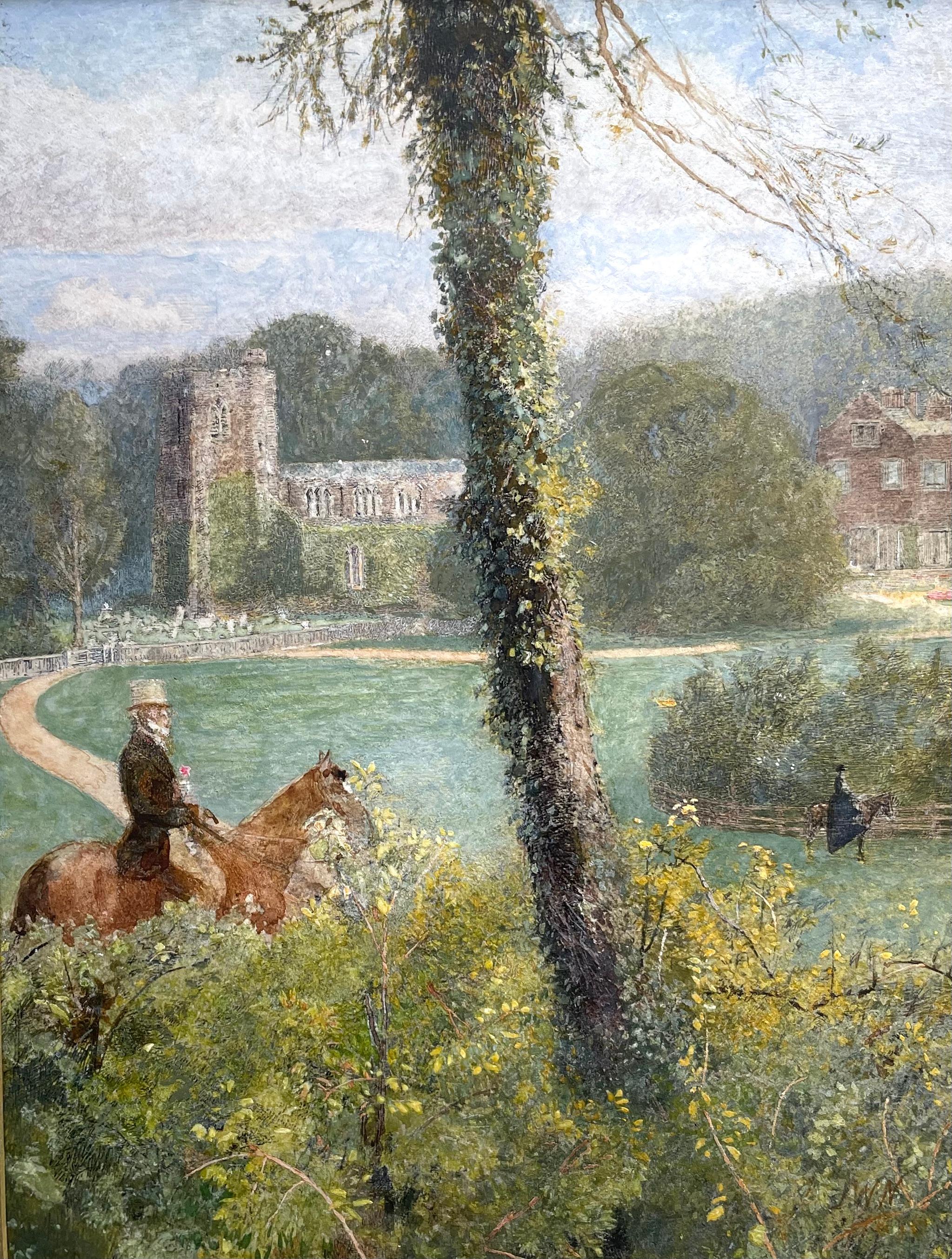 JOHN WILLIAM NORTH, ARA, RWS
(1842-1924)

Courtship - Bicknoller, Somerset

Signed with initials l.r.: JWN
Watercolour
Framed

17.5 by 13.5 cm., 7 by 5 ¼ in.
(frame size 36.5 by 30.5 cm., 14 ½ by 12  in.)

In 1884 North married Selina Weetch at
