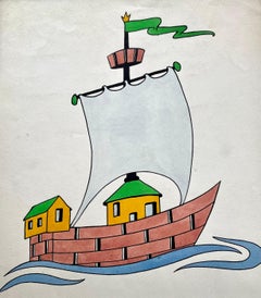 John Dronsfield - Full Sail - 1930s British Watercolour Illustration