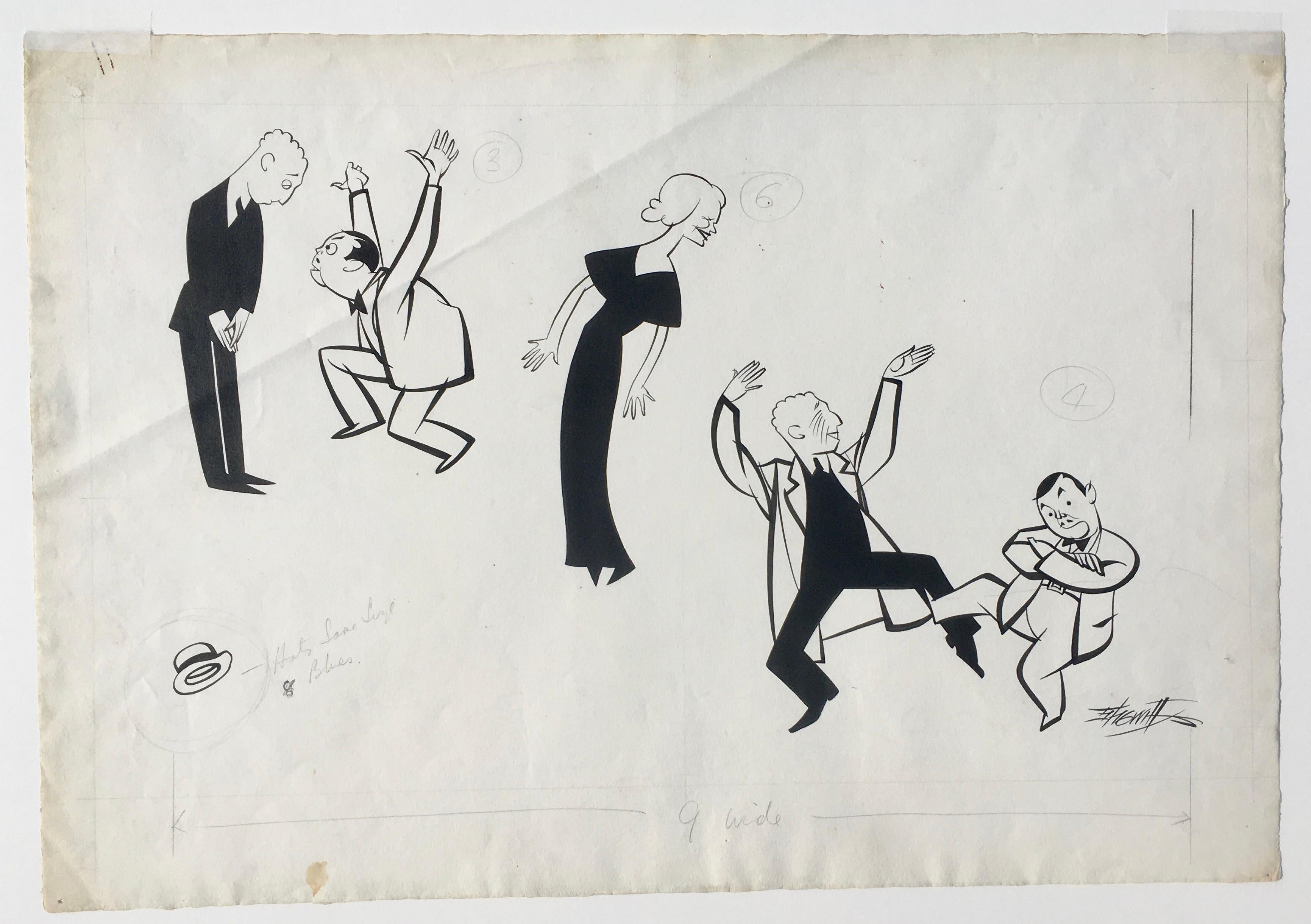 Call to the Dance – britische Theatralik-Illustration von Robert Sherriffs aus den 1930er Jahren (Grau), Figurative Art, von Robert Stewart Sherriffs