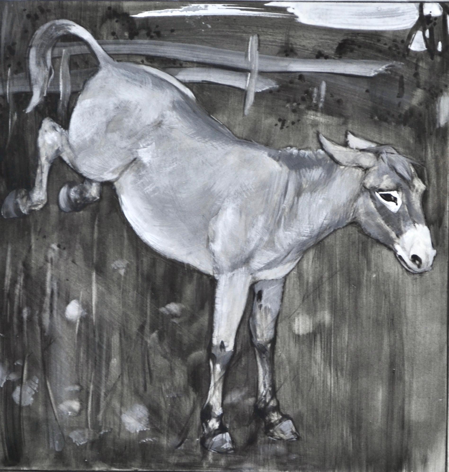 Ein Paar Aquarellillustrationen eines Esels und einer Kuh von Carton Moore Park – Art von Carton Moore-Park