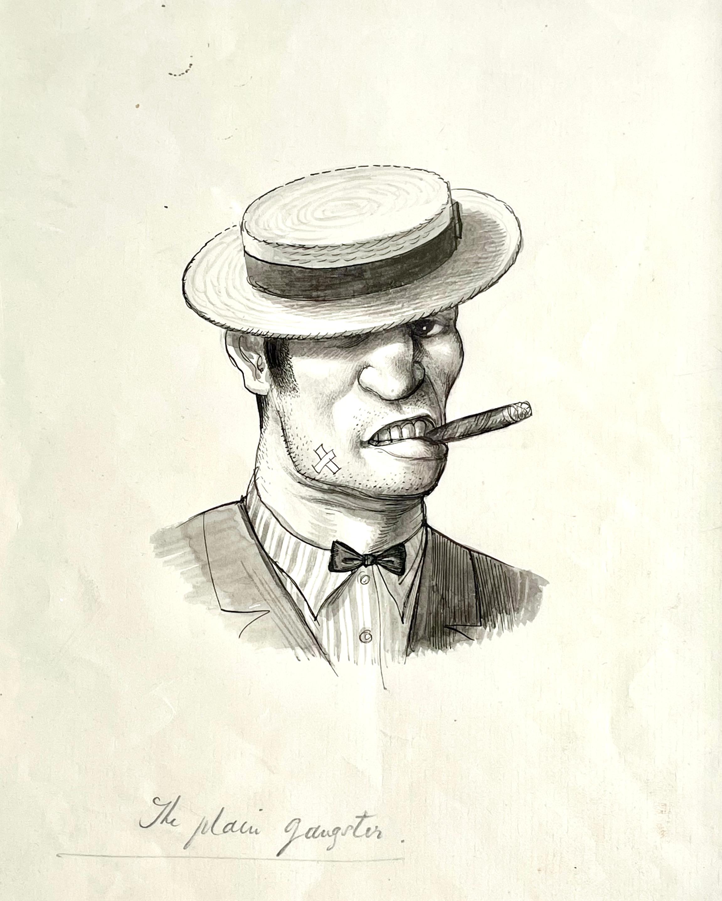 The Plain Gangster – britische Illustration des frühen 20. Jahrhunderts von Rex Whistler im Angebot 1