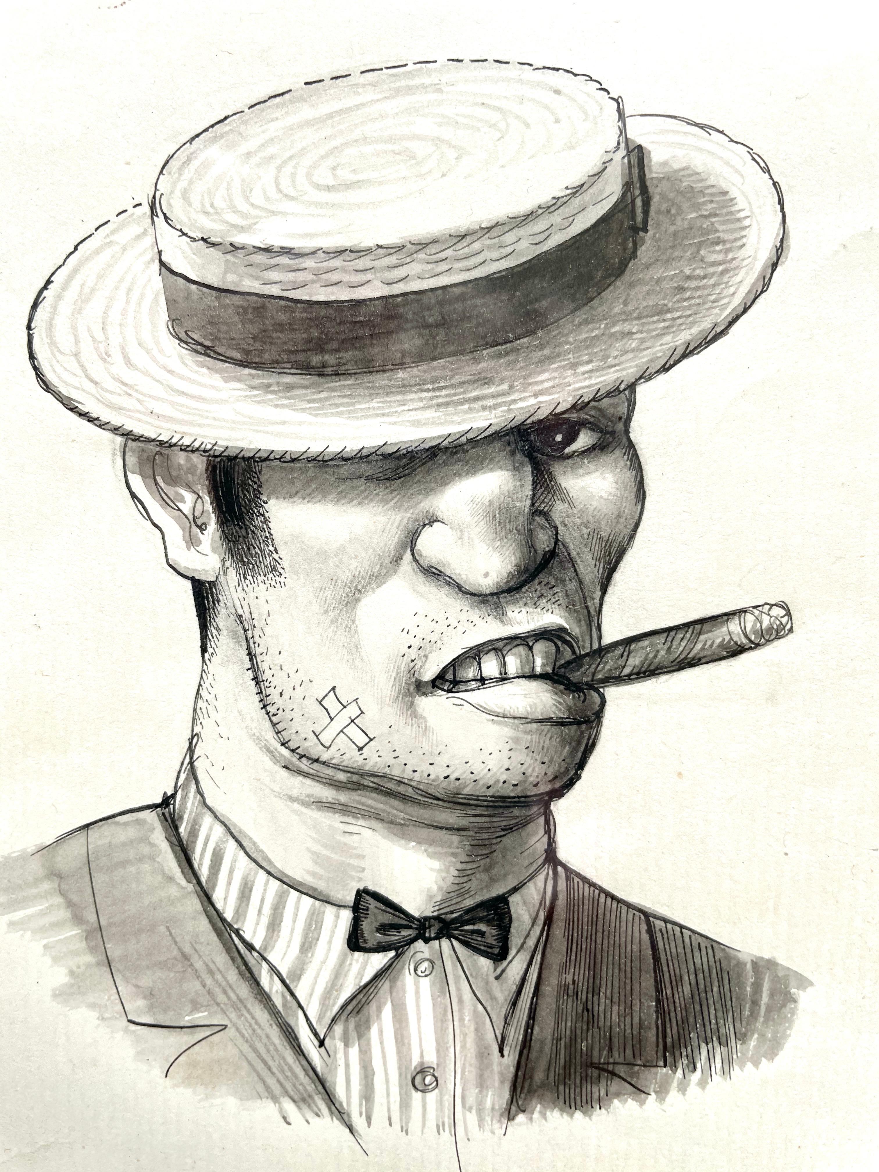 The Plain Gangster – britische Illustration des frühen 20. Jahrhunderts von Rex Whistler im Angebot 2