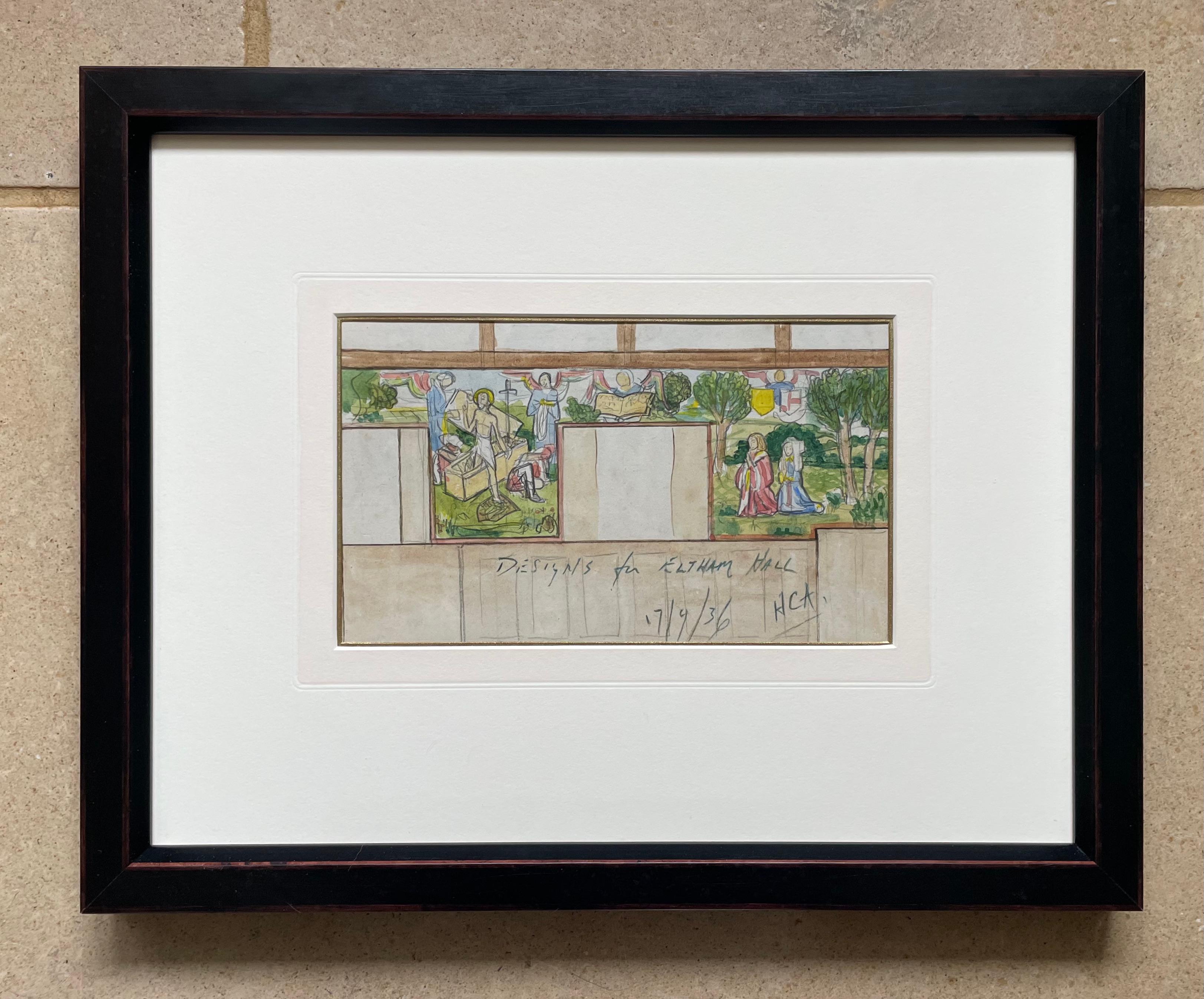 Harry Carleton Attwood - The Resurrection - Wandbildentwurf aus den 1930er Jahren für Eltham Hall im Angebot 1